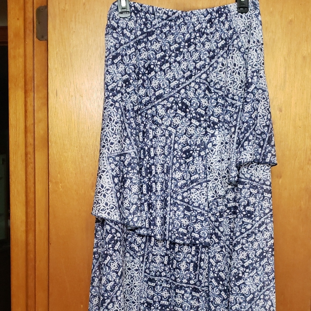 Christopher & Banks Asymmetrical Blue and White Skirt